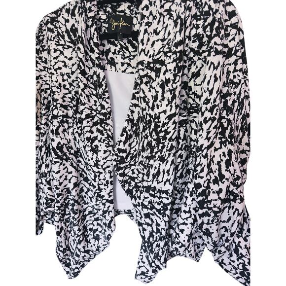 Yumi Kim Open Front Draped Silk Blazer Jacket Large Black White Corpcore Career - Picture 4 of 11